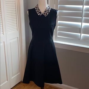 Kate Spade Black Dress w/Leopard Collar